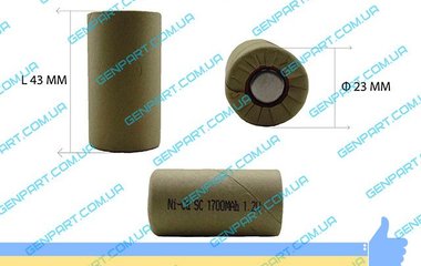 Элемент (банка) аккумулятора шуруповерта 1.2V Ni-Cd 1700 mAh (22*42)